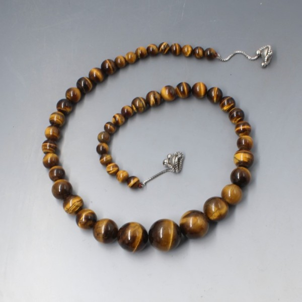 Graduated Tigers Eye Beads Necklace